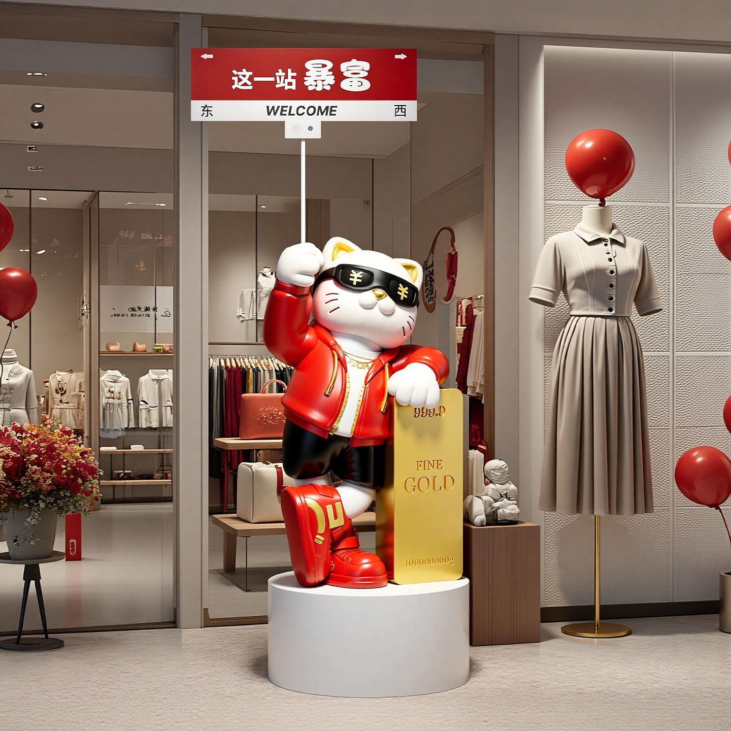 贝汉美大型网红招财猫发财摆件客厅公司前台店铺门口装饰开业礼物,淘宝优惠券,粉丝福利购,淘宝优惠卷