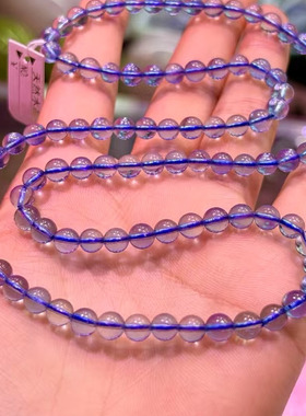 魅晶天然水晶晶体通透魔鬼蓝海蓝宝手链