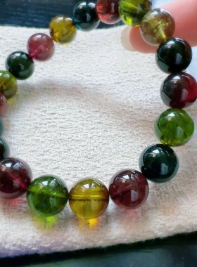 魅晶天然水晶晶体通透醇厚浓郁老矿色碧玺手链