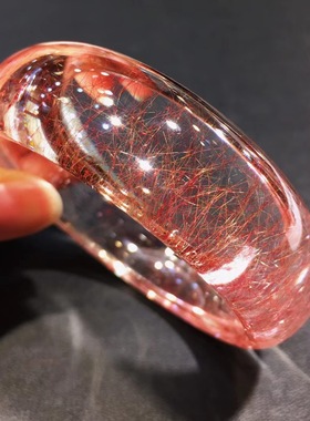 魅晶天然水晶晶体通透红发晶手镯