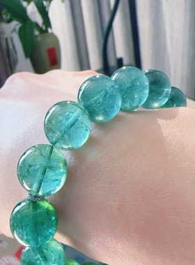 魅晶天然水晶晶体通透塔尖全蓝碧玺手链