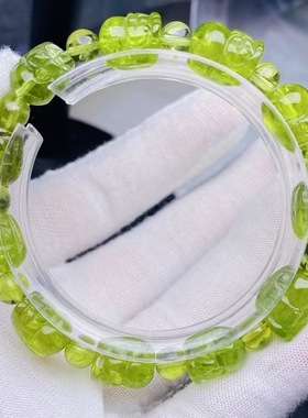 魅晶天然水晶晶体通透绿橄榄石貔貅手链