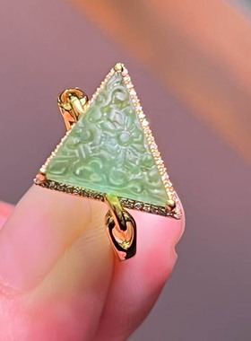 魅晶天然水晶晶体通透18k金碧玺戒面