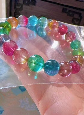 魅晶天然水晶晶体通透塔尖西瓜原矿料手链