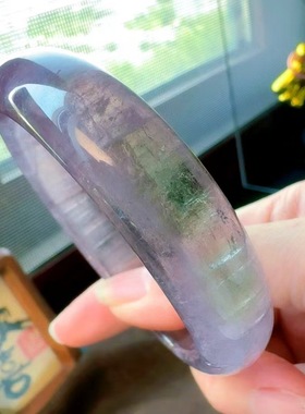 魅晶天然水晶晶体通透紫色碧玺手镯