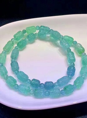 魅晶天然水晶晶体通透帕拉伊巴蓝回纹碧玺手链