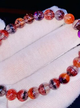 魅晶天然水晶晶体通透仙女稀有色丝绒多色超七手链