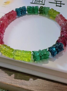 魅晶魅晶天然水晶晶体通透18k金钻提溜鼓珠手链