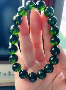 魅晶天然水晶晶体通透浓绿色碧玺手链