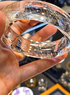 魅晶天然水晶晶体通透纯净体金发晶手镯