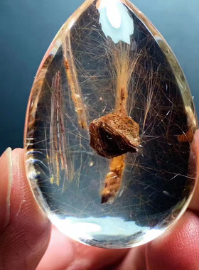 魅晶天然水晶晶体通透黄发晶与石中晶共生钱串子