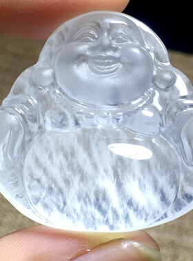 魅晶天然水晶晶体通透白兔毛佛吊坠