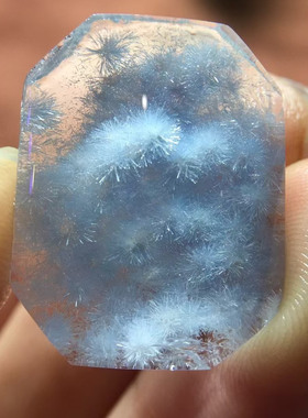 魅晶天然水晶晶体通透巴西蓝发晶绒花吊坠