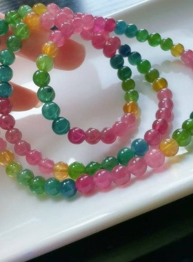 魅晶天然水晶晶体通透奶润荧光莹润通透艳丽感手链