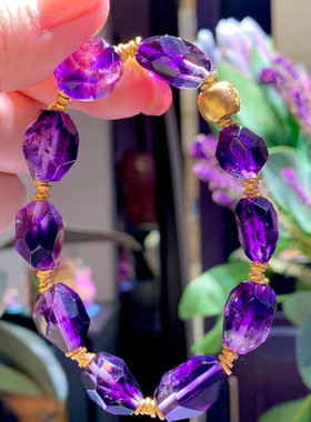 魅晶天然水晶晶体通透紫超七原石手链