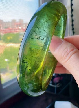 魅晶天然水晶晶体通透玻璃体碧玺贵妃手镯