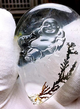 魅晶天然水晶晶体通透绝美小树菩提树下自在佛悟道吊牌