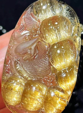 魅晶天然原矿水晶晶体通透钛晶花顺发晶原石雕刻龙牌吊坠