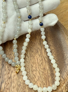 天然和田玉毛衣链长款吊坠款万能链接扣项链烟紫和田玉项链毛衣链