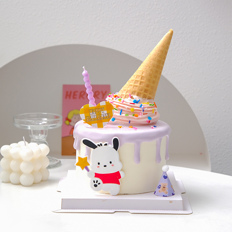 卡通帕恰狗蛋糕装饰蛋筒摆件软胶小狗儿童生日快乐派对烘焙插件 - 图1