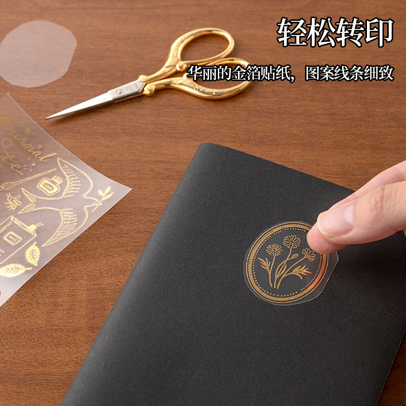日本midori 烫金转印贴纸复古可爱创意DIY手账TN本子专用贴画装饰 - 图1