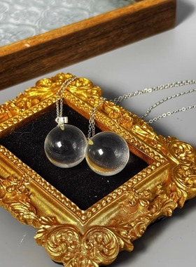 天然蓝冰沙白水晶项链时尚轻奢