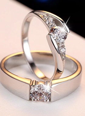 河南钻石商丘钻石河南人造钻石经典情侣戒指婚戒学生对戒开口戒