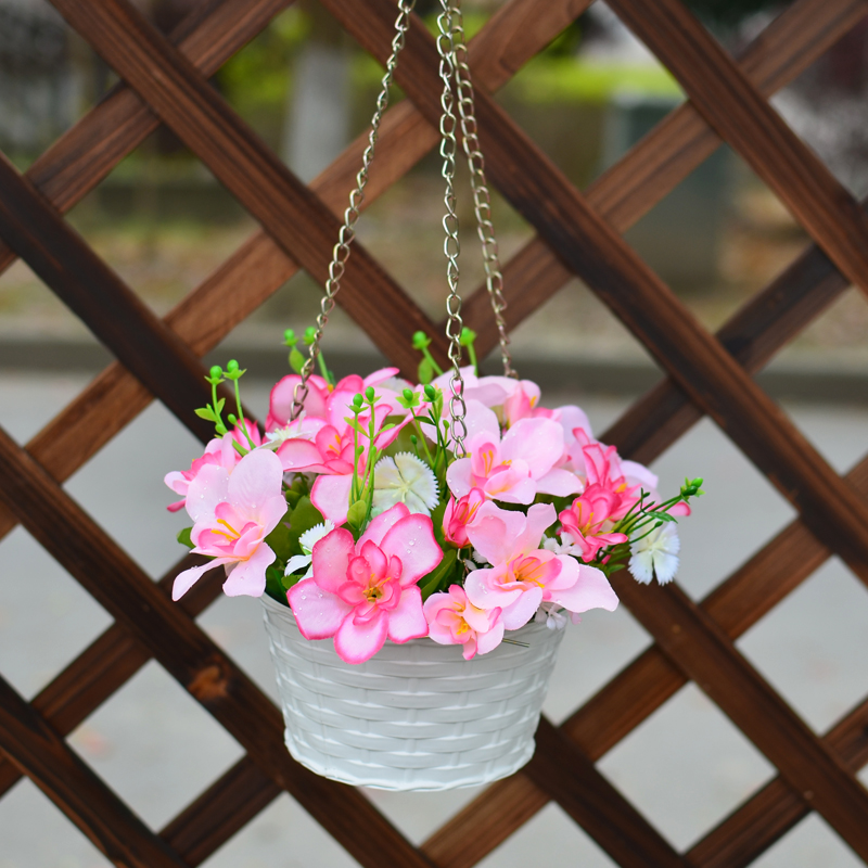 仿真垂吊篮装饰花盆栽悬挂假花绿色植物雏菊兰花吊顶熏衣草壁挂花 - 图1