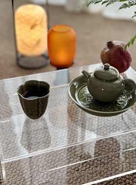 简约现代亚克力茶具展示柜盖碗承壶置物架茶壶架功夫茶具茶道展架