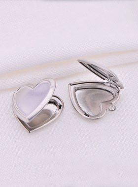 心形相盒吊坠可打开放照片不锈钢