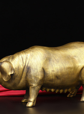 纯铜猪摆件富足美满生肖猪吉祥如意送百财猪客厅玄关电视柜装饰品