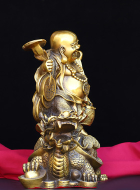 纯铜大肚弥勒佛摆件布袋和尚吉祥笑面佛家居供奉佛像公司开业礼品