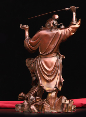 纯铜钟馗摆件举剑天师玄关吉祥如意学习书房桌面装饰办公室工艺品