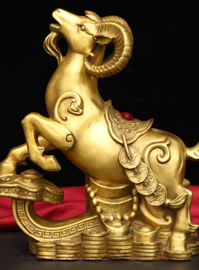 纯铜聚宝盆对羊三羊开泰生肖羊吉祥如意羊客厅装饰工艺品三羊开泰