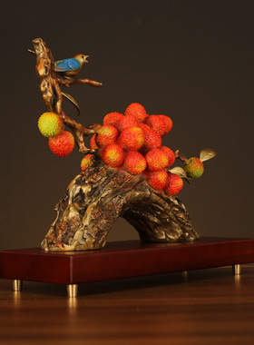 大吉大利铜荔枝摆件客厅酒柜家居装饰品乔迁新居搬家礼物高端大气