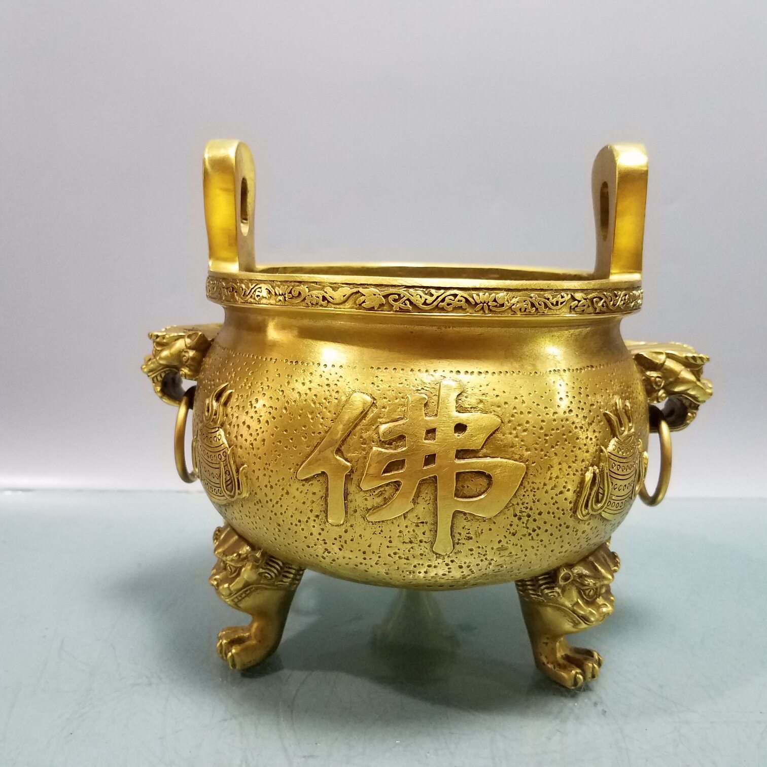 纯铜香炉家用室内供佛插香烧三足财神小香炉大号供奉铜鼎佛具用品