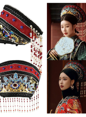 古装贵妃帽子花钿旗头汉服配饰