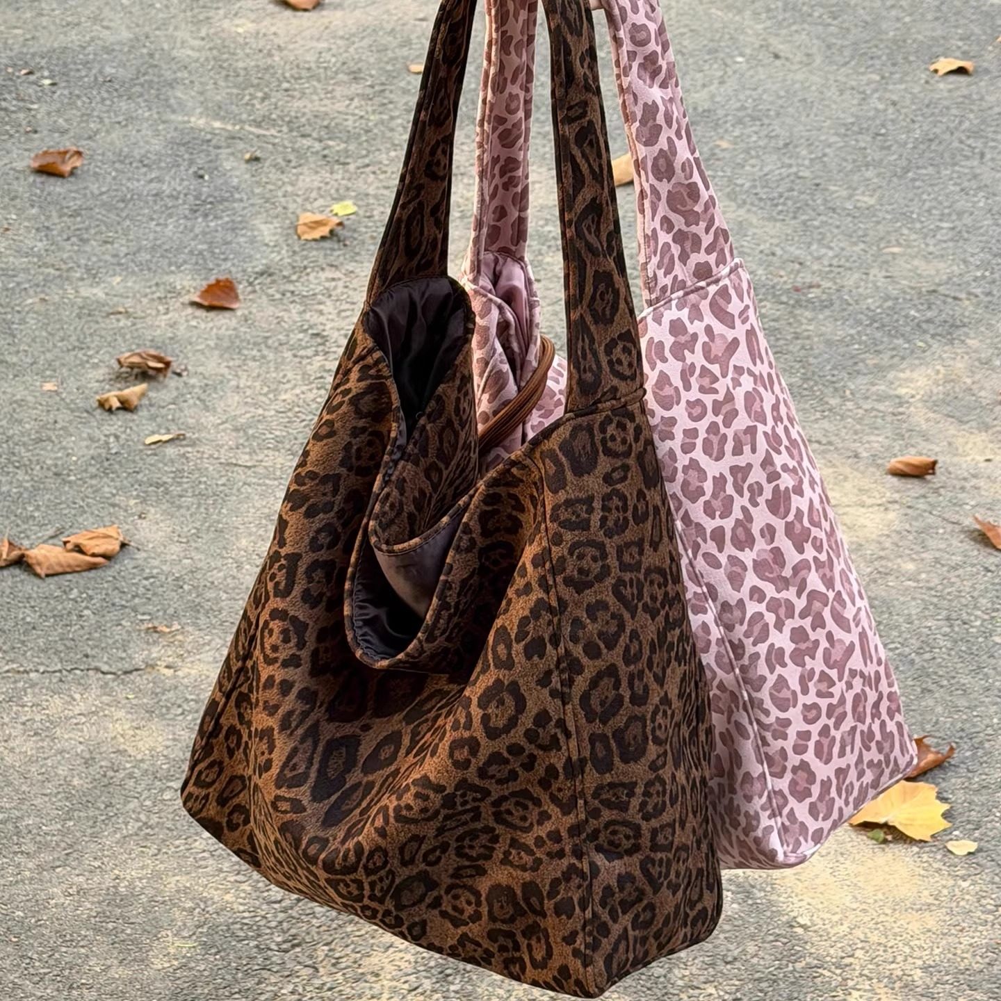 复古豹纹腋下包秋冬韩系慵懒风单肩包包女通勤托特包大容量帆布包,淘宝优惠券,粉丝福利购,淘宝优惠卷