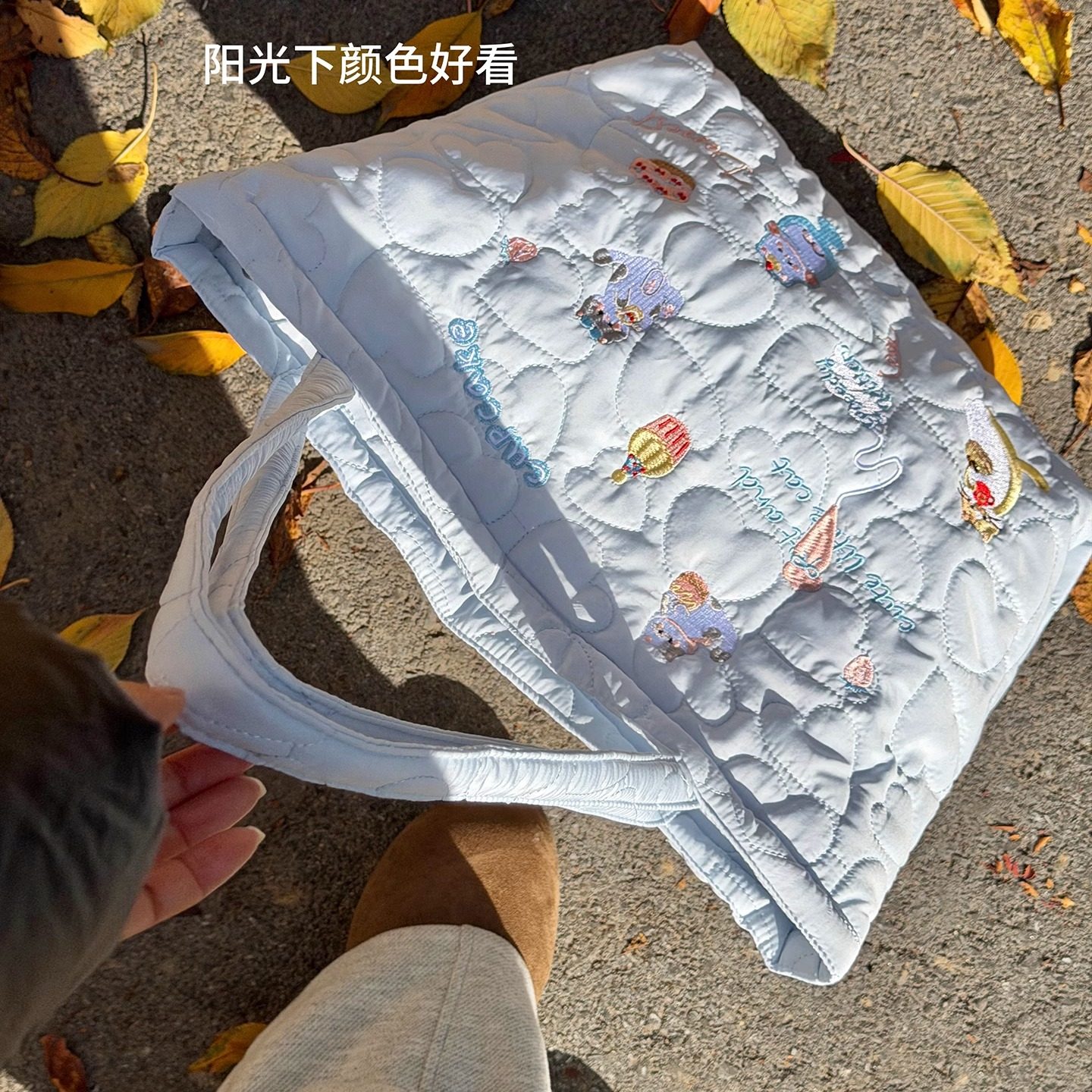 日系ins小清新卡通刺绣云朵包包女 学生托特包休闲百搭手提单肩包,淘宝优惠券,粉丝福利购,淘宝优惠卷