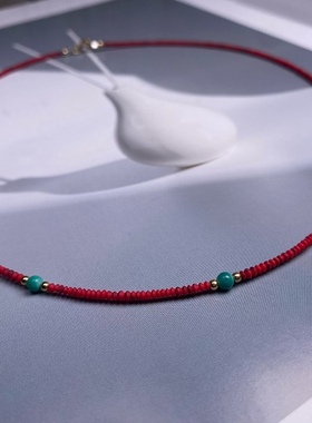 小北羊原创设计项链多巴胺红色锁骨链时尚单品轻奢小众欧美风ins