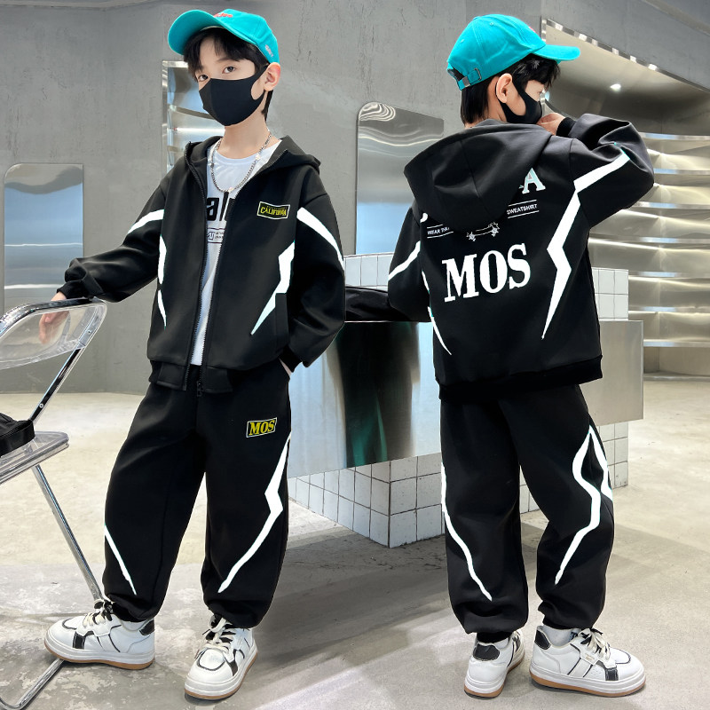 儿童装男童秋装加绒套装2025新款中大童春秋款运动服男孩帅气衣服