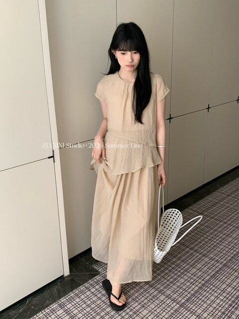 Cool and Zen ຂອງແມ່ຍິງຄໍຮອບໃຫມ່ແບບຈີນ vest sleeveless + skirt ຊຸດເດີນທາງ summer ຂອງແມ່ຍິງ