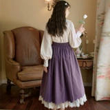 Осенняя ретро кукла, двухэтажный лонгслив, кружевная юбка, платье, комплект, с вышивкой