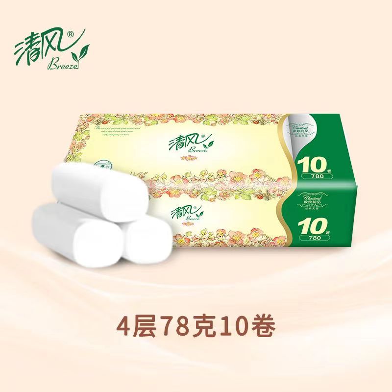 清风欧院卷纸4层78g10卷家用纸巾厕纸卫生纸擦手纸-图2