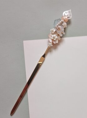 闲时原创汉服发饰古风头饰蝶贝海蓝宝淡水珍珠发钗簪子日常华丽百