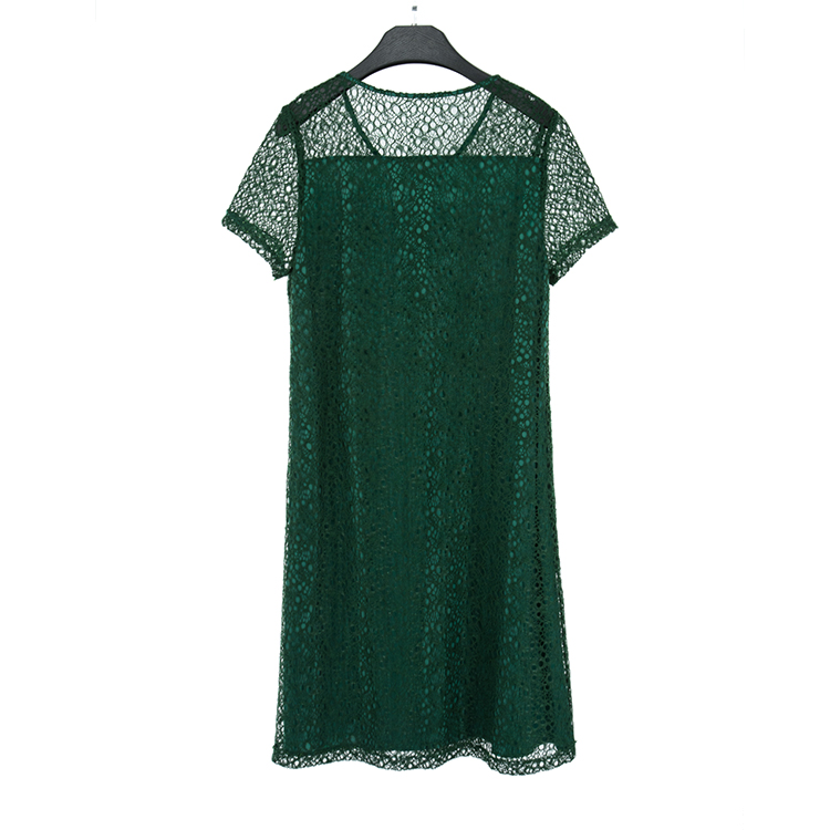 23夏款 台湾品牌 HD 蕾丝短袖a字型连衣裙 贴布刺绣  8312P
