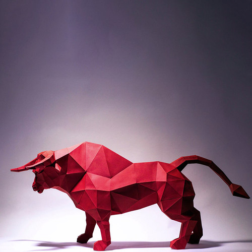 牛转乾坤 2021牛年开运立体纸艺手工DIY纸模摆件lowpoly 酒柜家居 - 图0