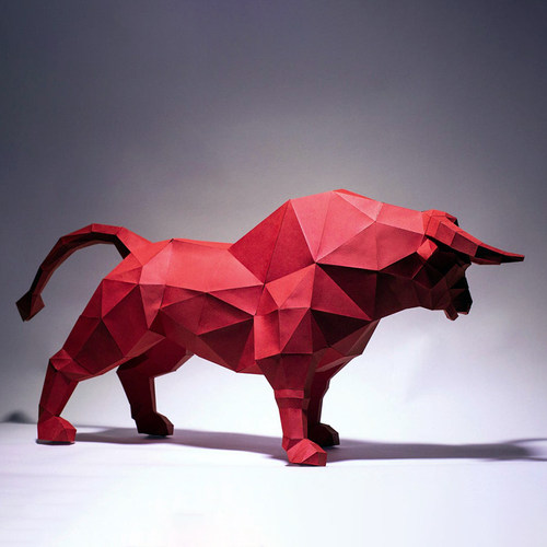 牛转乾坤 2021牛年开运立体纸艺手工DIY纸模摆件lowpoly 酒柜家居 - 图1