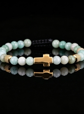 Morooki小众原创设计黑玛瑙搭配钛钢手工男士手链情侣饰品礼物