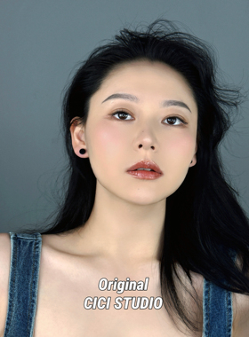 CICI STUDIO小众高级极简钛黑色圆圈耳钉无性别ins螺帽款哑铃耳环